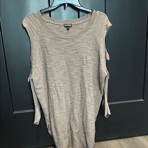 Express Tan and Cream Cold Shoulder Tunic